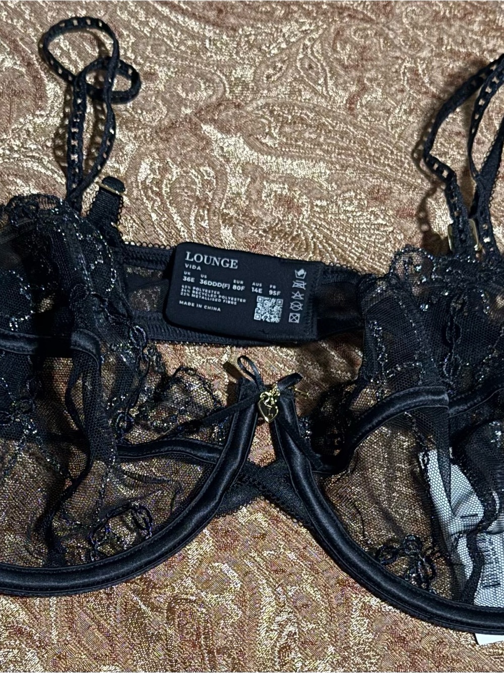 Lounge NWT Black Lacy Bra 36DDD